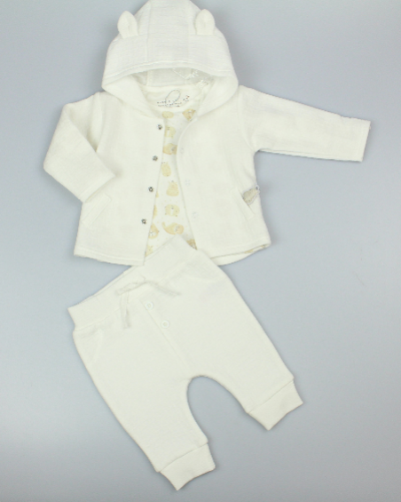 Quilted 3pc Jacket Set - Cream (0-9M) (PK6) M15962