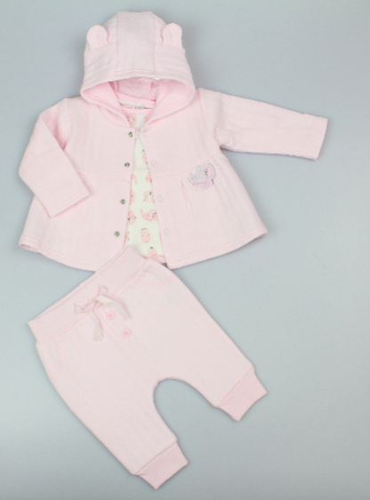 Quilted 3pc Jacket Set - Pink (0-9M) (PK6) M15952