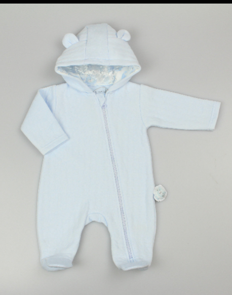 Baby Plain Hooded All in One - Sky (0-9m) (PK6)  M15955