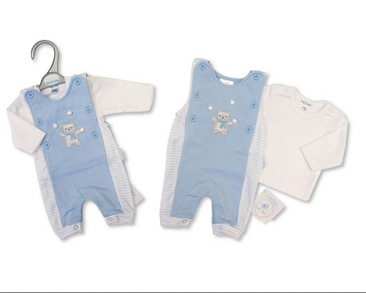 Premature Baby Boys 2 pcs Dungaree Set with Open Legs - Snowballs (3-8lbs) (PK6)  PB-20-724