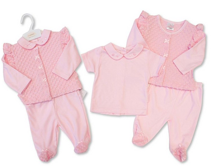 Baby Girls Jacquard All-In-One with Bows (NB-6m) (PK6)  BIS-2020-2631