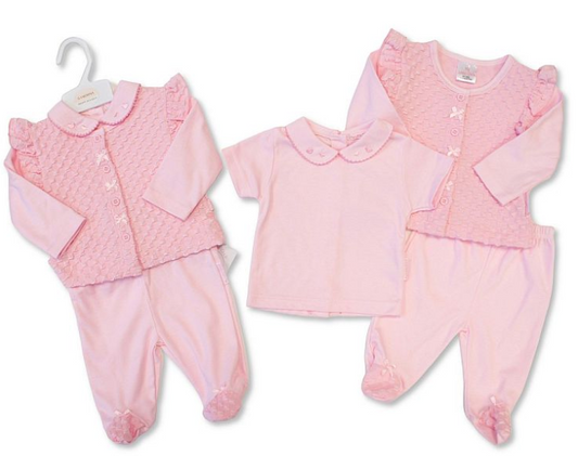 Baby Girls Jacquard All-In-One with Bows (NB-6m) (PK6)  BIS-2020-2631