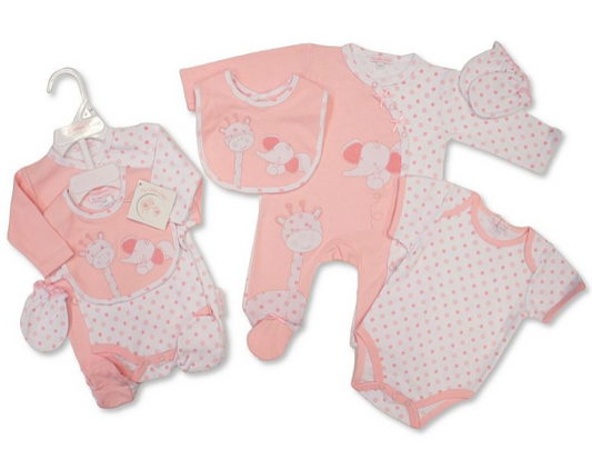 Baby Girls 4 Pieces Gift Set - Elephant and Giraffe (NB-6m) (PK6)  GP-25-1332P