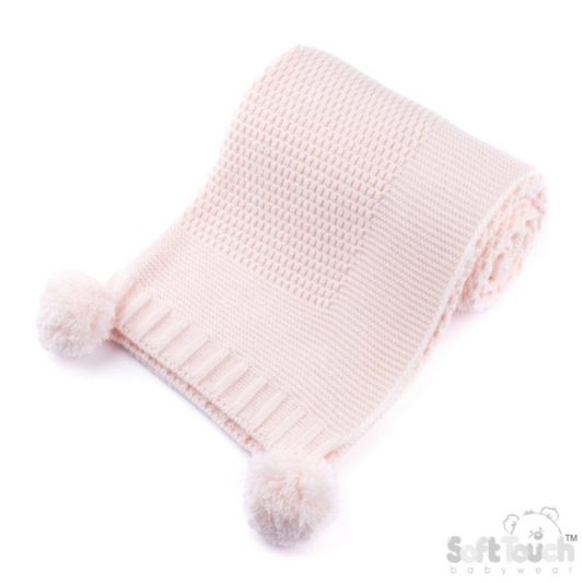 Ribbed Wrap with Pom Pom - Pink (70x100cm) (PK4) ABP712-BP