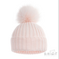 Baby Ribbed Hat with Glitter Pom Pom - Pink (NB-12m) (PK6) H712-BP