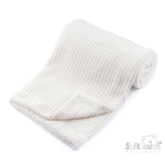 Baby Chenille Cellular Wrap - White (70x90cm) (PK4) FBP122-w