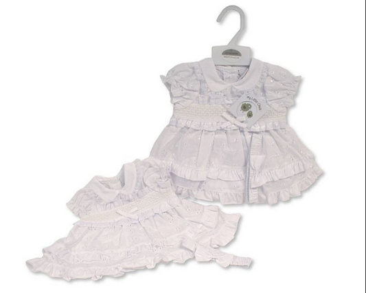Tiered Baby Dress with Smocking and Bow (NB-6m) (PK6) BIS-2120-6266