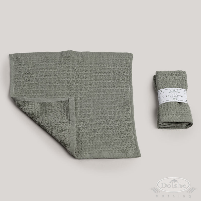 Reversible Waffle/Terry Face Cloth - Sage Green (PK12) T302-SG