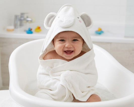 Baby Novelty Hooded Robes - White Elephant (PK6) (75x75cm) K14282