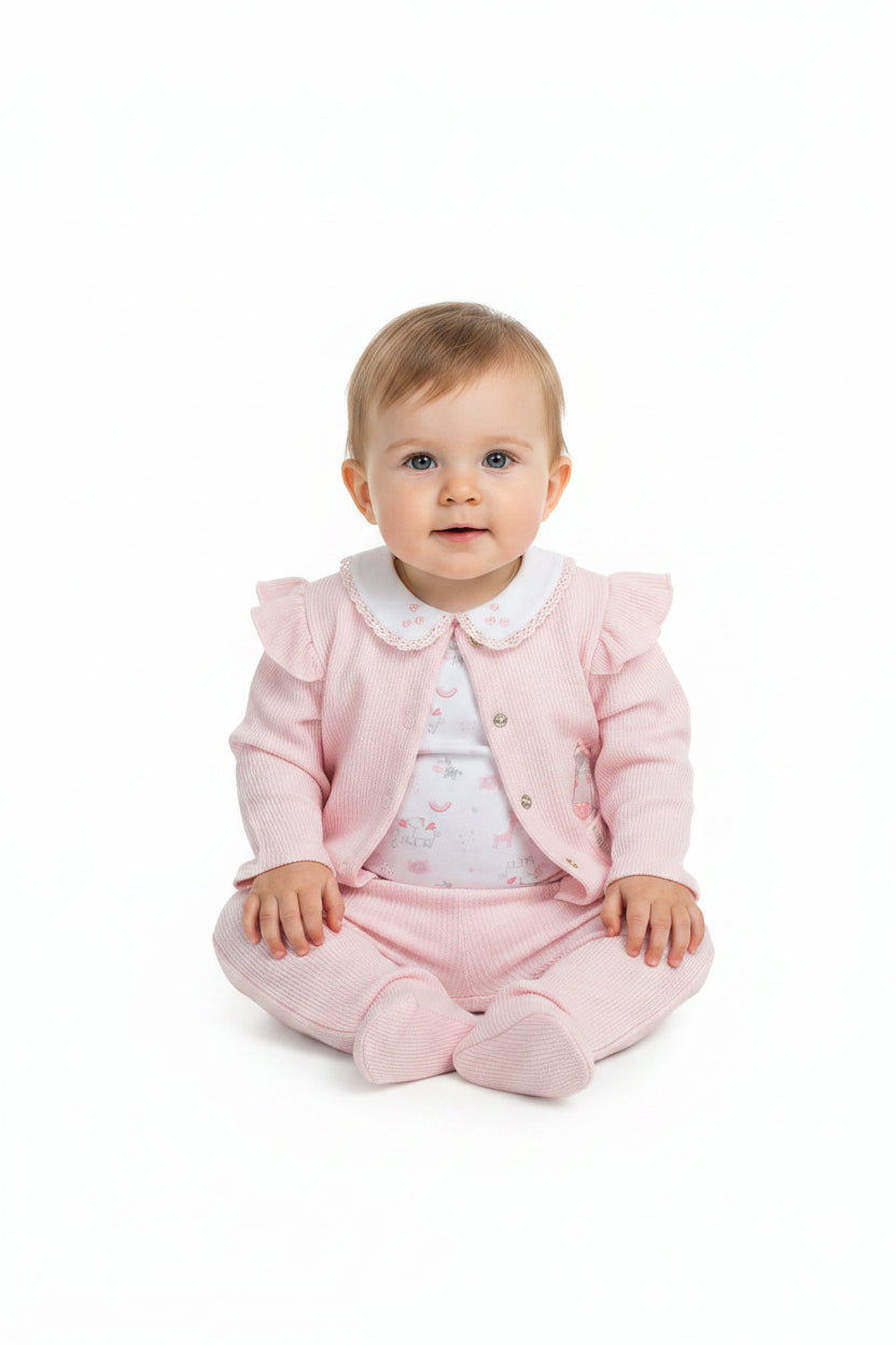 Baby Unisex 3pc Set - Pink/Zebra (0-6M) (PK6) J13962
