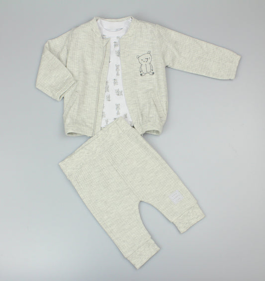 Baby Boys 3pc Jog Set - Bear/Grey (0-6M) (PK6) - M14262