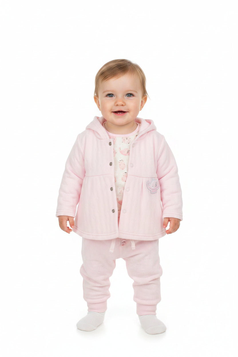 Quilted 3pc Jacket Set - Pink (0-9M) (PK6) M15952