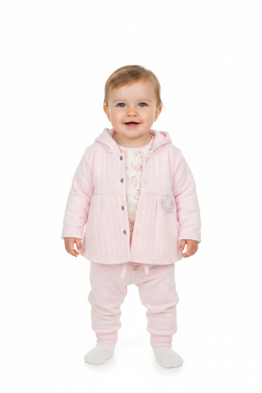 Quilted 3pc Jacket Set - Pink (0-9M) (PK6) M15952