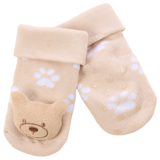 Baby Novelty Socks with Rattle - Teddy (0-12) (PK6) 44B1027