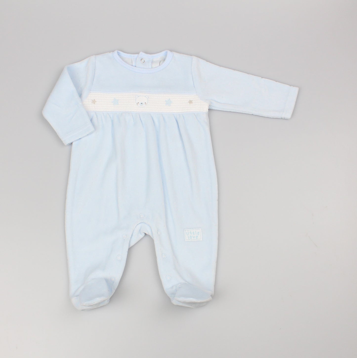 Baby Velour All in One - Smocked/Sky (0-9M) (PK6) M15965