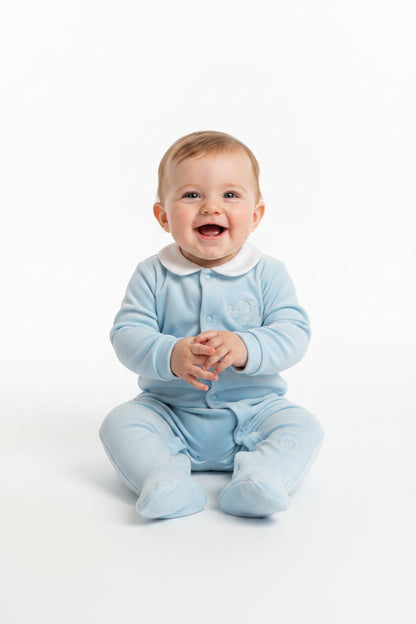 Baby Velour All in One - Elephant/Sky (0-9M) (PK6) M15966