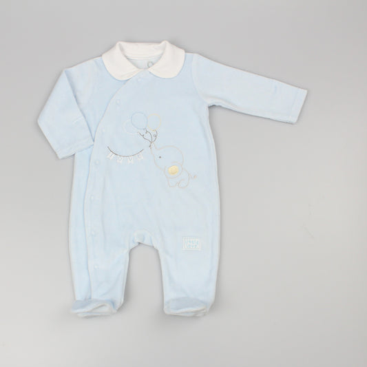 Baby Velour All in One - Elephant/Sky (0-9M) (PK6) M15966