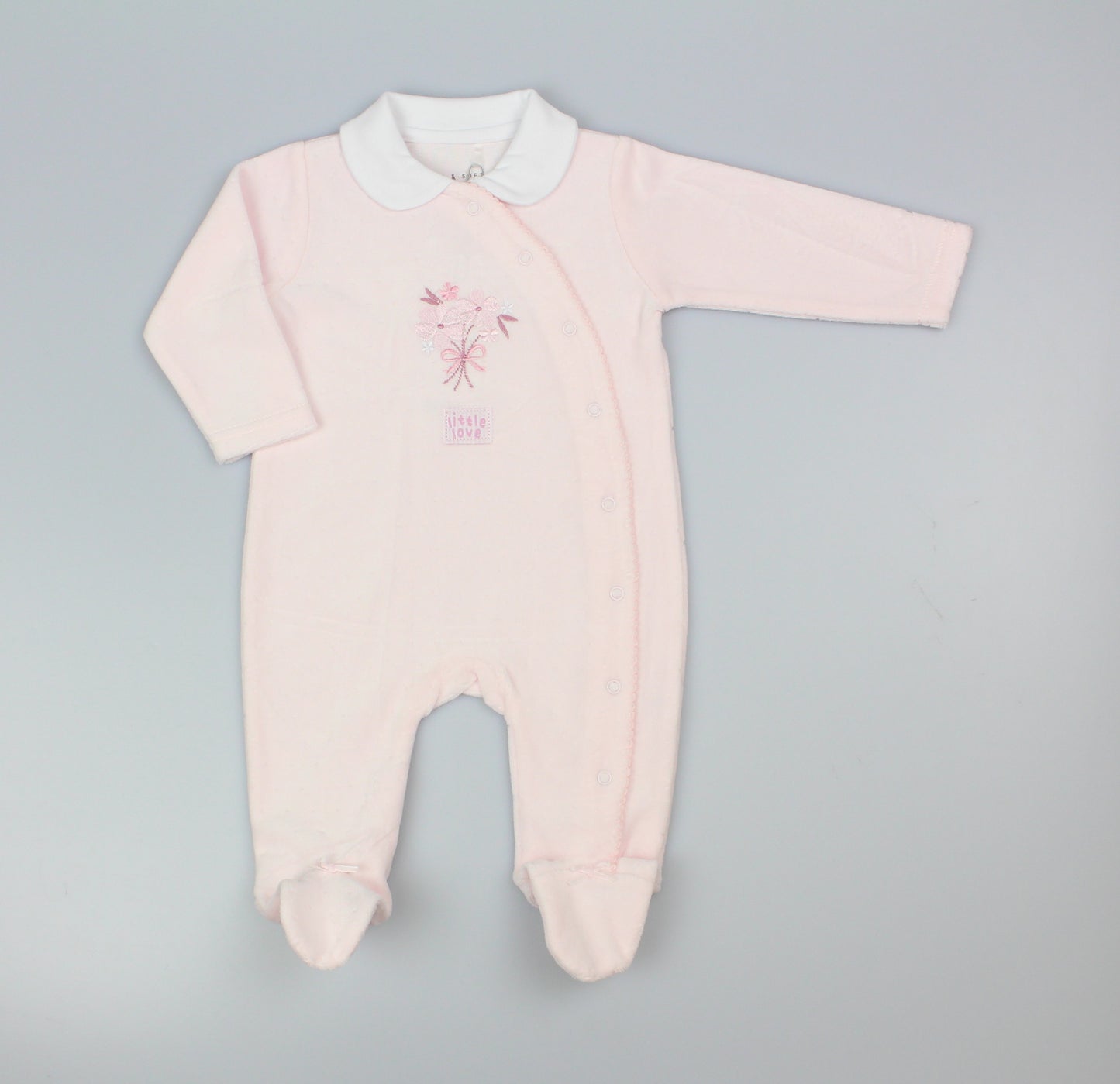 Baby Velour All in One - Pink/Floral/Collar (0-9M) (PK6) M15970