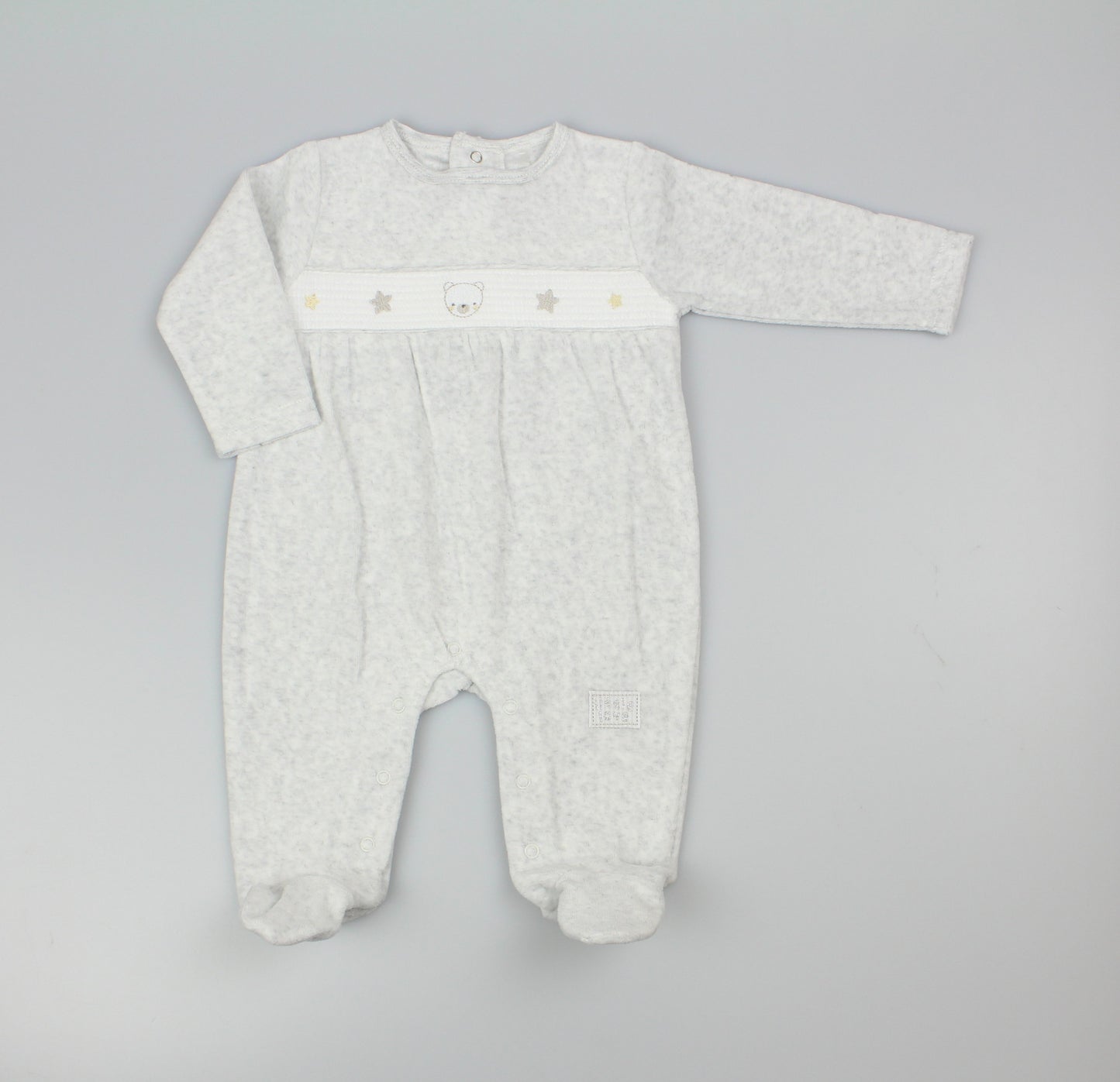 Baby Velour All in One - Grey Smocked (0-9M) (PK6) M15973