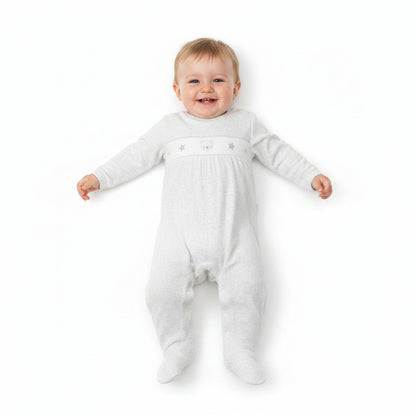 Baby Velour All in One - Grey Smocked (0-9M) (PK6) M15973
