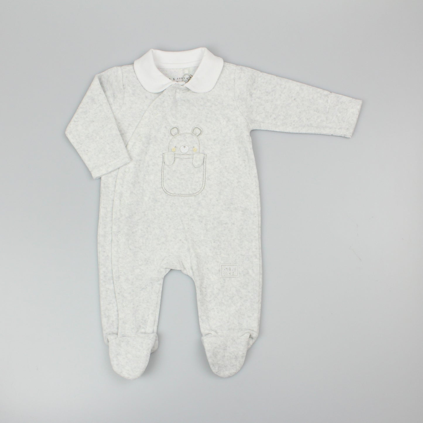 Baby Velour All in One - Grey/Ted (0-9M) (PK6) M15974