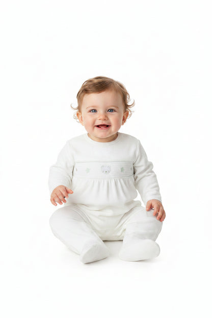 Baby Velour All in One - Cream/Smocked (0-9M) (PK6) M15977