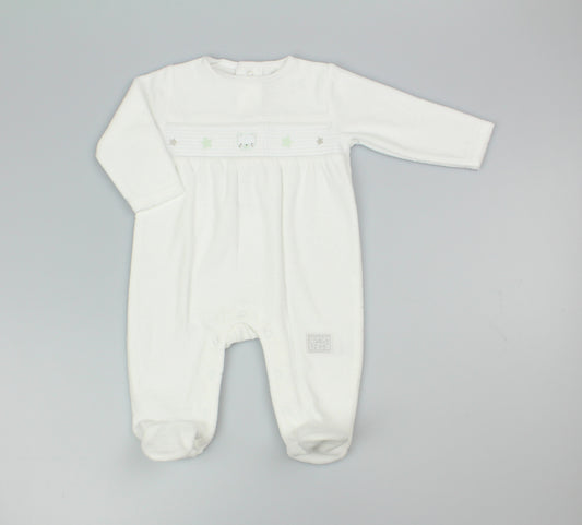Baby Velour All in One - Cream/Smocked (0-9M) (PK6) M15977