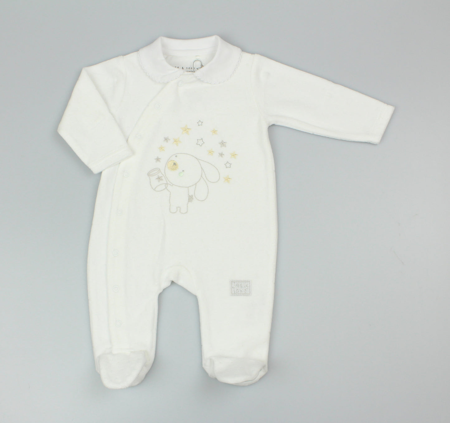 Baby Velour All in One - Cream/Bunny (0-9M) (PK6) M15978