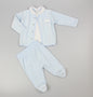 Baby Boys Velour 3pc Embossed Set - Sky/Teddy (0-9M) (PK6) M15968