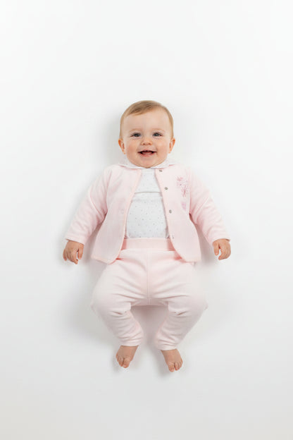 Baby Girls Velour 3pc Embossed Set - Pink/Love(0-9M) (PK6) M15972