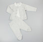 Baby Unisex Velour 3pc Embossed Set - Grey/Teddy (0-9M) (PK6) M15976