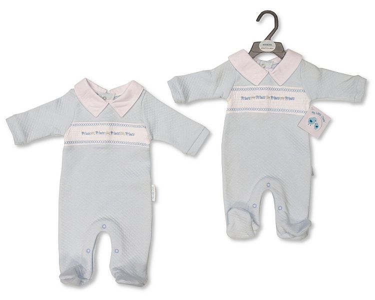 Baby Boys All in One with Smocking - Prince (NB-6M) (PK6) BIS-2020-2493s