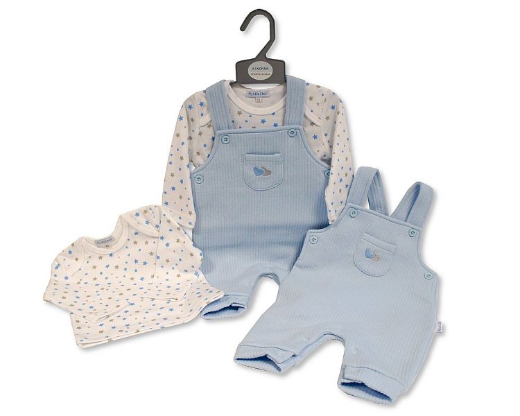 Baby Boys 2 pcs Dungaree Set - Sweet Heart (NB-6 Months) (PK6) Bis-2020-2511