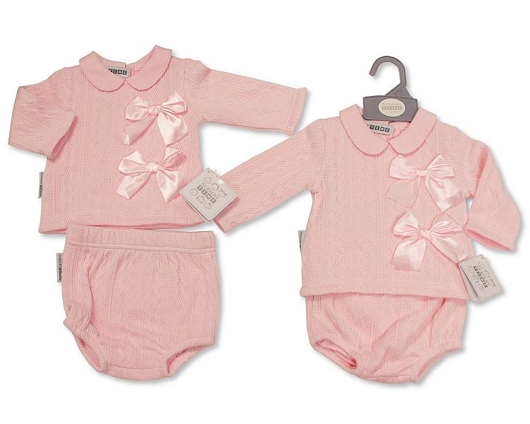 Baby Girls 2 pcs Set with Bows - (NB-6 Months) (PK6) Bis-2020-2523