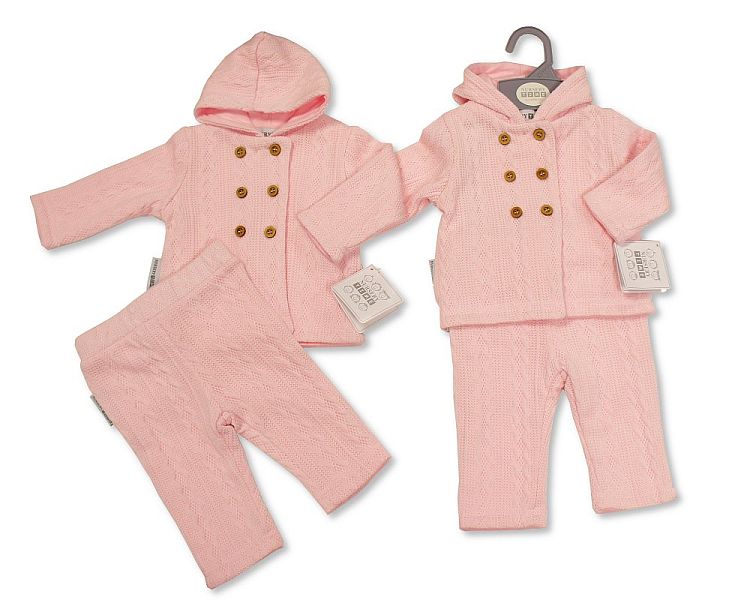Baby Girls Long 2 Pieces Set with Hood - (NB-6 Months) (PK6) Bis-2020-2524