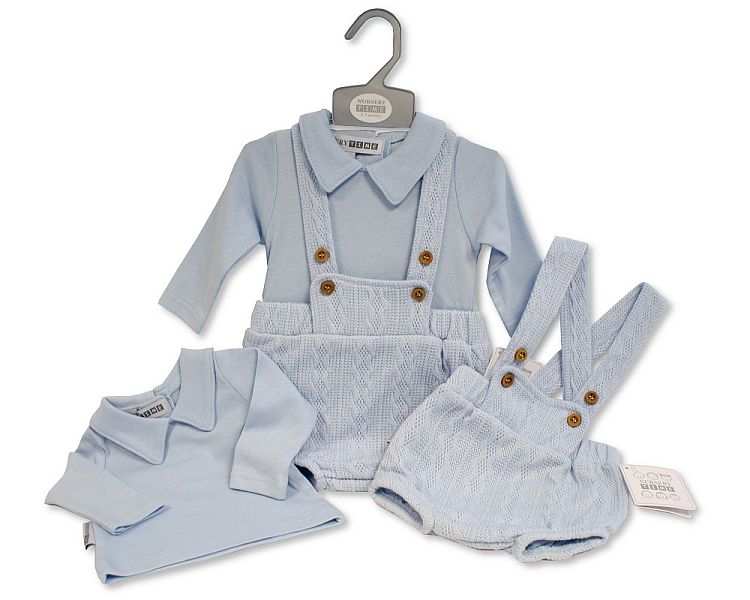 Baby Boys 2 pcs Short Dungaree Set - (NB-6 Months) (PK6) Bis-2020-2528