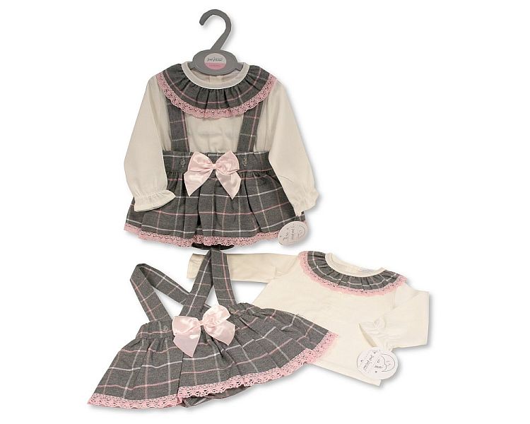 Baby Girls 2 pcs Dress Set with Bow and Lace - (0-12 Months) (PK6) Bis-2020-2533