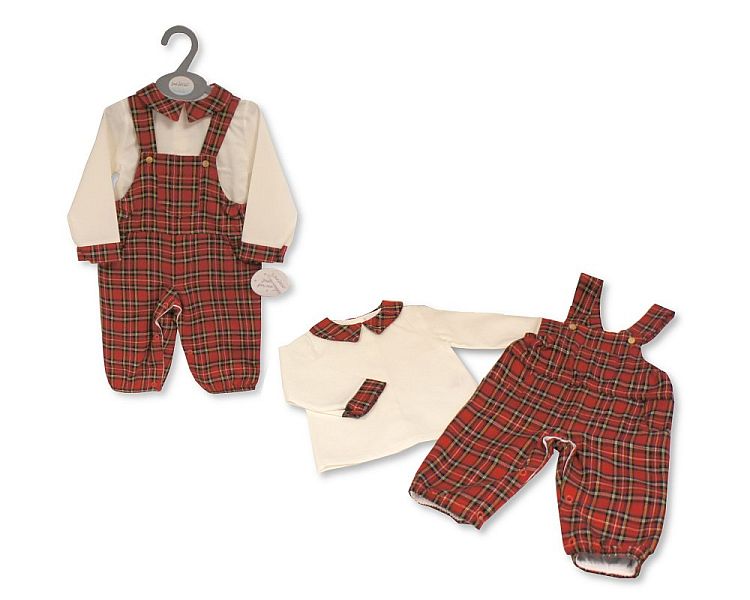 Baby Boys 2 pcs Tartan Long Dungaree Set - (12-24 Months) (PK6) Bis-2020-2547a