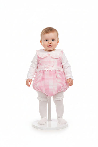 Baby Girls Short Romper with Lace and Bows  (PK6) (NB-6) BIS-2020-2569