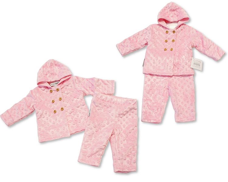 Baby Girls Hooded 2 pcs Set with Buttons (0-6m) (PK6) BIS-2020-2607