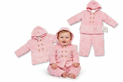 Baby Girls Hooded 2 pcs Set with Buttons (0-6m) (PK6) BIS-2020-2607