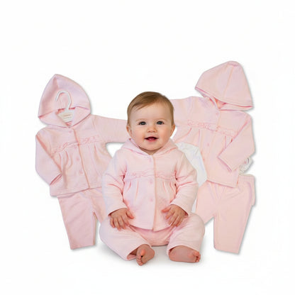 Baby Girls Heart Embossed 3 pcs Set with Hood (NB-9m) (PK6)  BIS-2020-2622