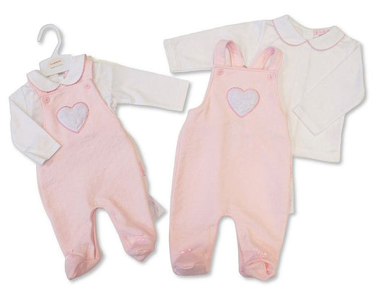Baby Girls 2 pcs Dungaree Set - Heart (NB-9m) (PK6)  BIS-2020-2626