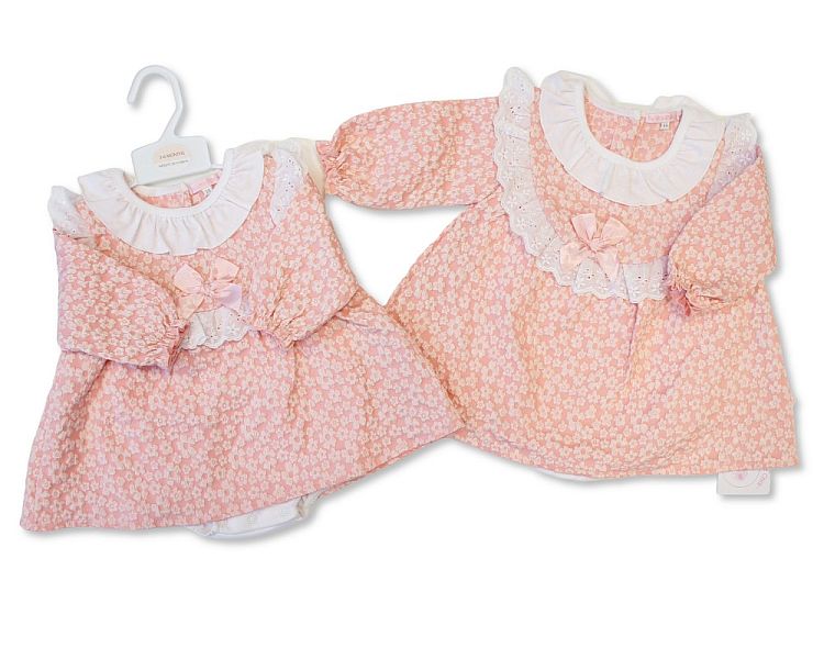 Baby Girls Dress with Lace and Bow - Flowers (NB-9m) (PK6)  BIS-2020-2630