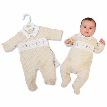 Baby Boys Jacquard All-In-One with Smocking - Space (NB-6m) (PK6)  BIS-2020-2651