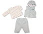 Baby Boys 3 pcs Hooded Set - Car and Teddy (PK6) (NB-6m) BIS-2020-2681