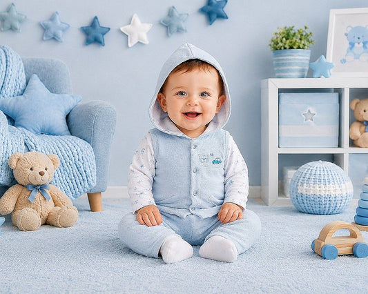 Baby Boys 3 pcs Hooded Set - Car and Teddy (PK6) (NB-6m) BIS-2020-2681