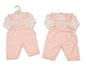 Baby Girls 2 pcs Dungaree Set with Smocking - Elephant (PK6) (NB-6m) BIS-2020-2693