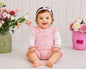 Baby Girls 2 pcs Short Dungaree Set with Diamante Applique (NB-6m) (PK6) - BIS-2020-2713
