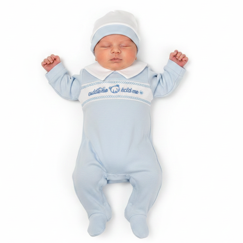 Baby Boys All in One with Hat - Cuddle Me (NB-6 Months) (PK6) Bis-2120-6071